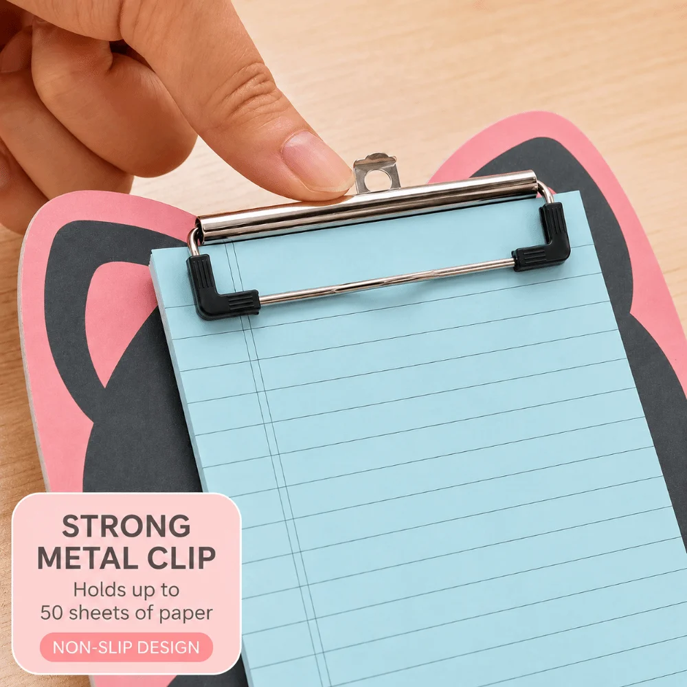 Durable A5 Magnetic Cat Clipboard PVC Low Profile Clip Writing Pad Clamp Portable Cute Paper Folder Office Supplies