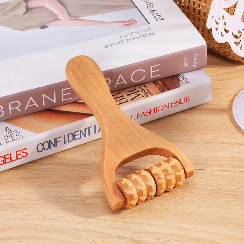 Wooden Massager Roller Handheld Push Roller Relax Shoulder Neck Waist Face Muscle Universal Massager Body Care Tool