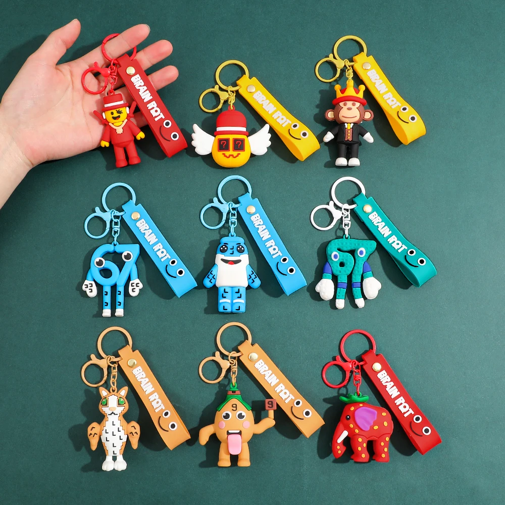 Steal A Brainrot Blue 67 Jeu de porte-clés entourant le bleu n° 67 jouets de poupée, cadeau d'anniversaire, pendentif de sac à dos pour enfants, porte-clés de voiture