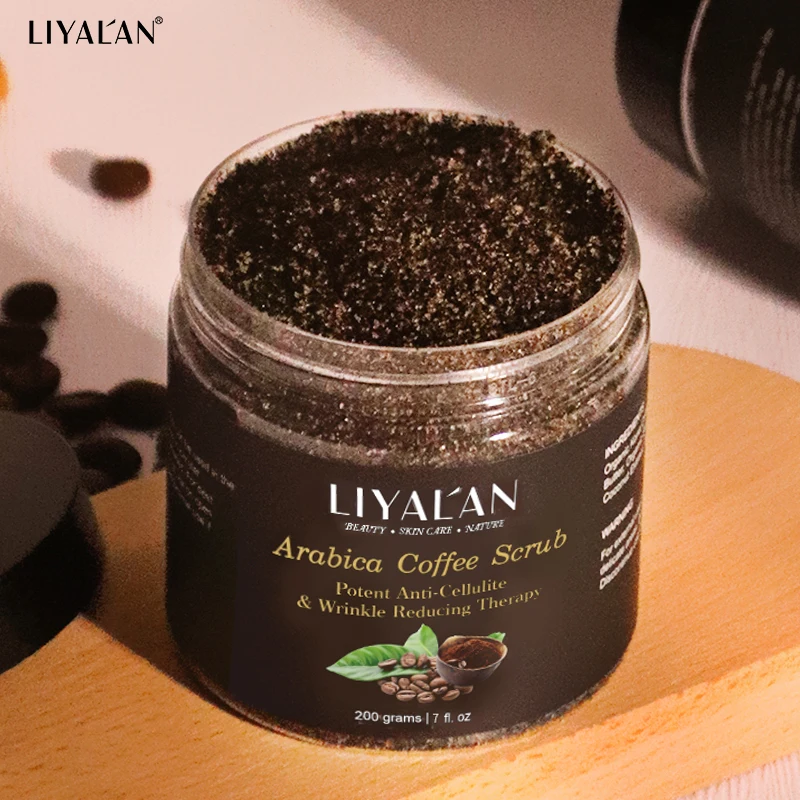 LIYALAN Coffee Body Scrub Exfoliating Lightening Skin Pore Cleansing Soften Sea Bath Salt Cream Moisturizing Anti Cellulite