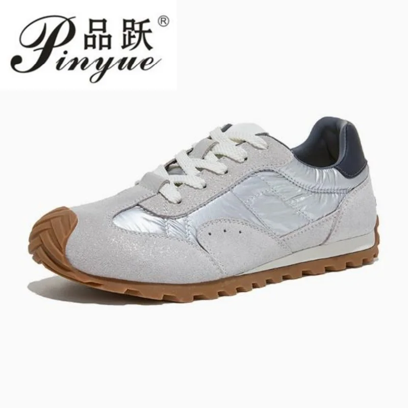 Womens Casual Shoes ColorBlock Style Comfortable Flats Sneakers Genuine Leather Running Genuine leather training shoes 35-40