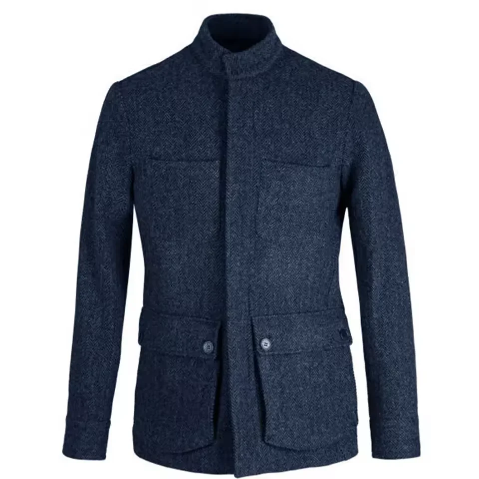 

Men's Herringbone 4 Pocket Two Piece Suit Set Single Breasted Slim Fit Comfortable Business Suit Elegant Formal Suits Men Coat