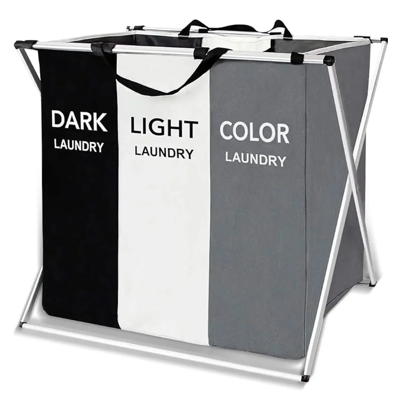 

3-Compartment Collapsible Laundry Basket,Large Capacity, Space-Saving, Durable&Eco-Friendly FabricPerfect for Home,Dorm,College