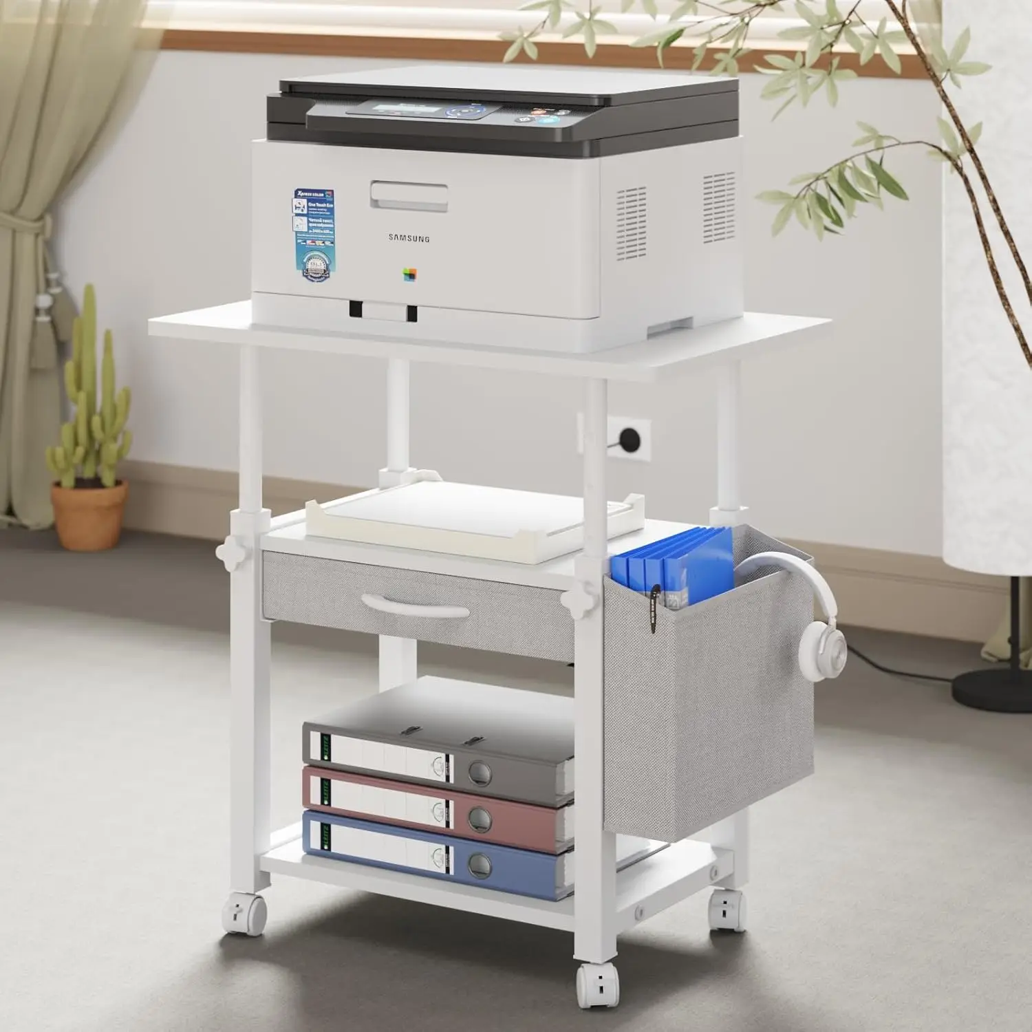 

Большая регулируемая подставка для принтера 22x15 дюймов с выдвижным ящиком для хранения, передвижная тележка для термопрессов/лазерных/3D-принтеров