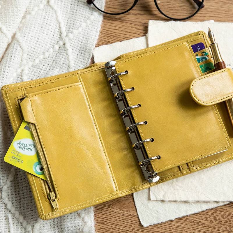 Smartfee Echtem A7 Ringe Planer Öl Wachs Leder Stil Rindsleder Tagebuch Planer Sketch Binder Photocards Agenda Notebook
