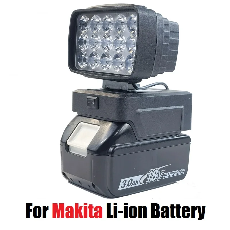 Work LED Light With USB Charger With Switch for Makita 18V Li-ion Battery Cordless Emergency Flood Lamp Handheld Flashlight