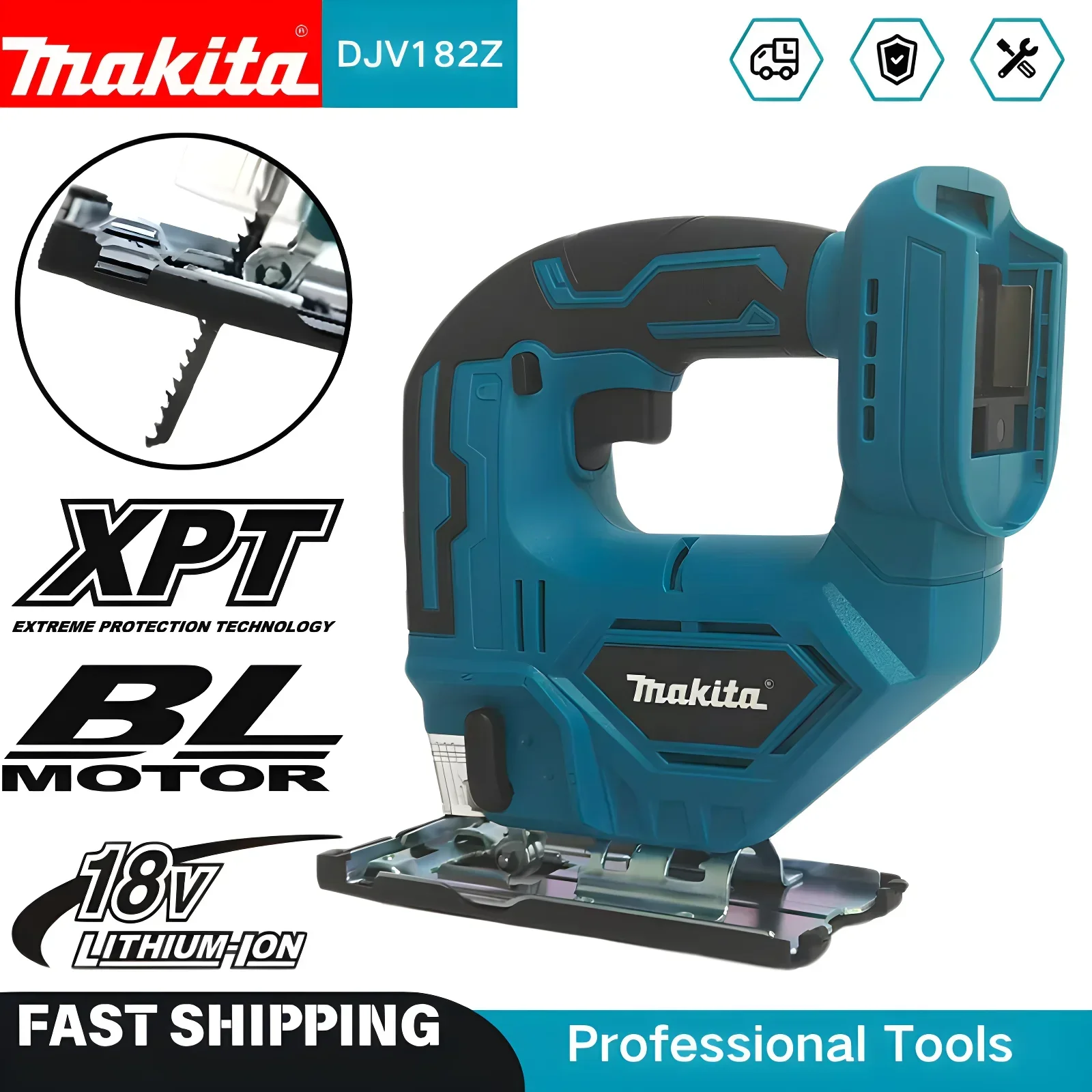 

Аккумуляторный лобзик Makita DJV182Z 18В 340Вт с рукояткой-тубусом и пильным полотном (батарея в комплект не входит)
