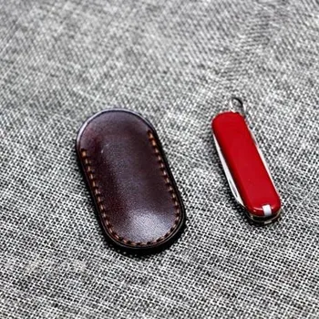 Maßgeschneiderte pflanzlich gegerbte Rindsleder Klappmesser Rindsleder Abdeckung Lederscheide für Outdoor-Werkzeug 58MM 84MM 91MM Shell