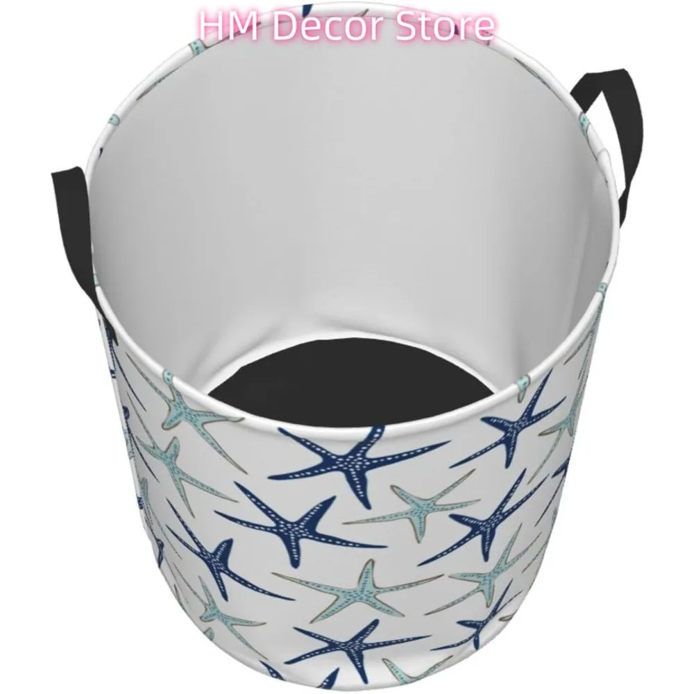 Laundry Basket Nautical Starfish Laundry Hamper Waterproof Idea Hampers for Laundry,Large Collapsible Laundry Baskets with Handl