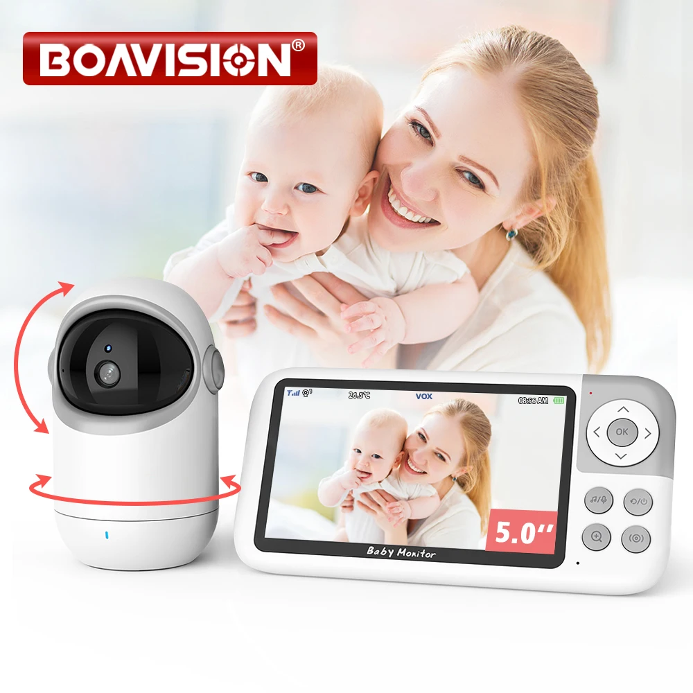 VB806 Video Baby Monitor Camera 720P 5inch Large Display 3X Zoom Pan Tilt Security Camera 300M Transmissian Distance 2 Way Audio