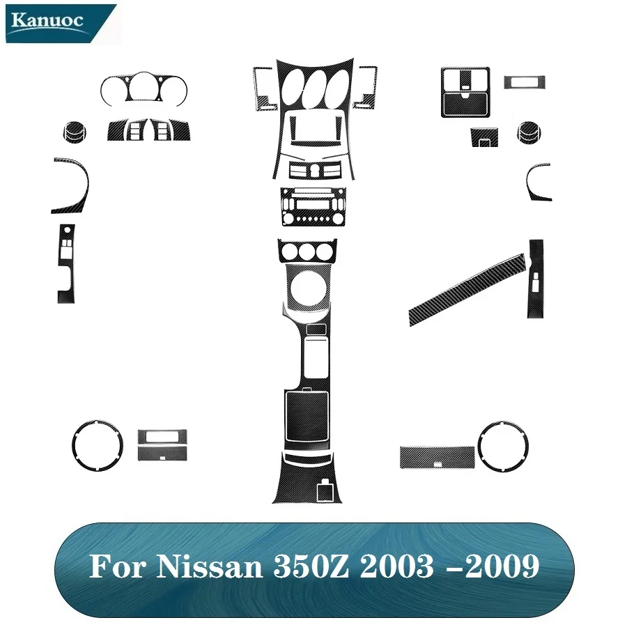 Aksesori dekoratif Interior mobil stiker Styling hitam serat karbon untuk Nissan 350Z 2003 2004 2005 2006 2007 2008 2009