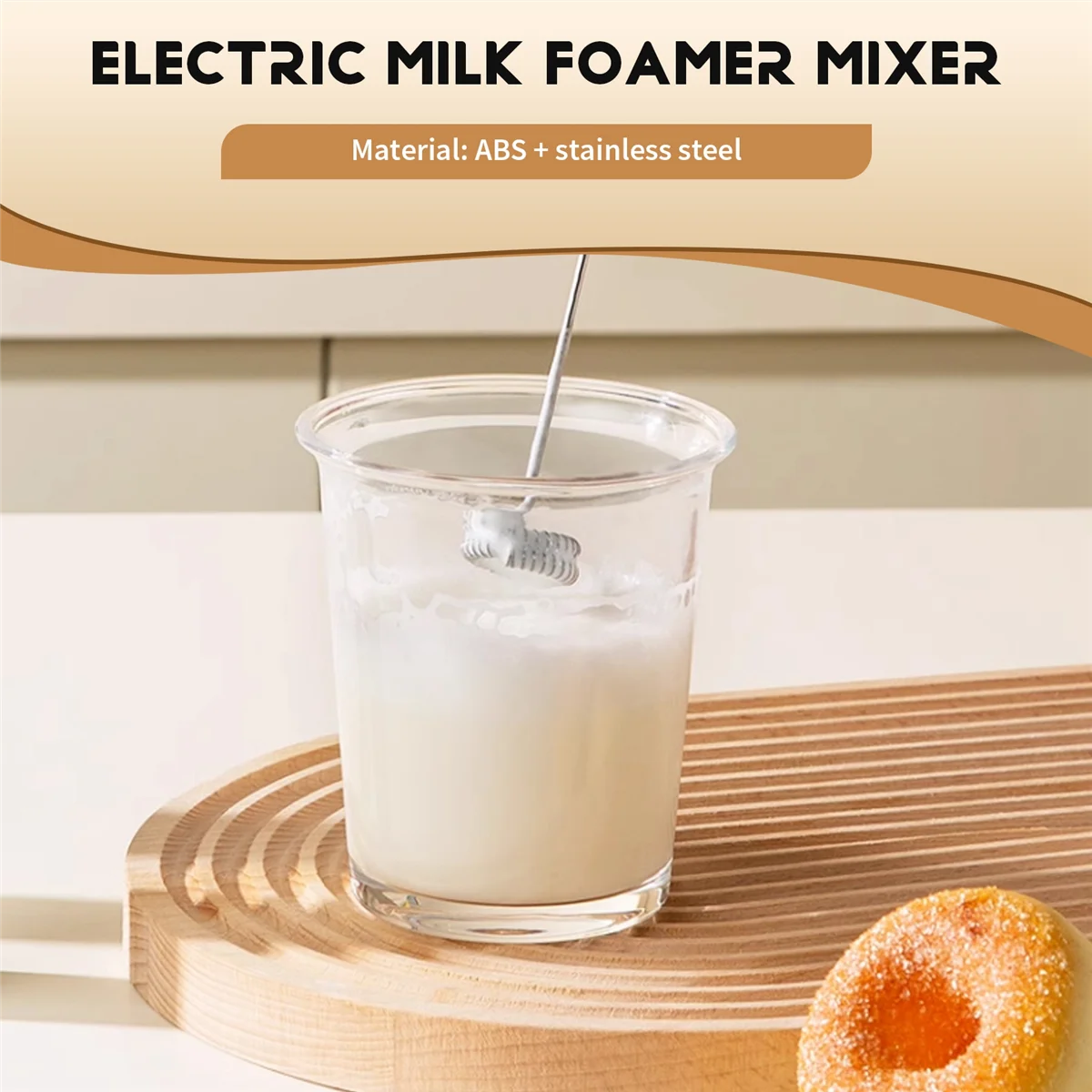 2025+ Milk Frother Handheld Coffee Frother Electric Whisk, USB Rechargeable Foam Maker Bubbler Egg Beater for Hot Chocolate