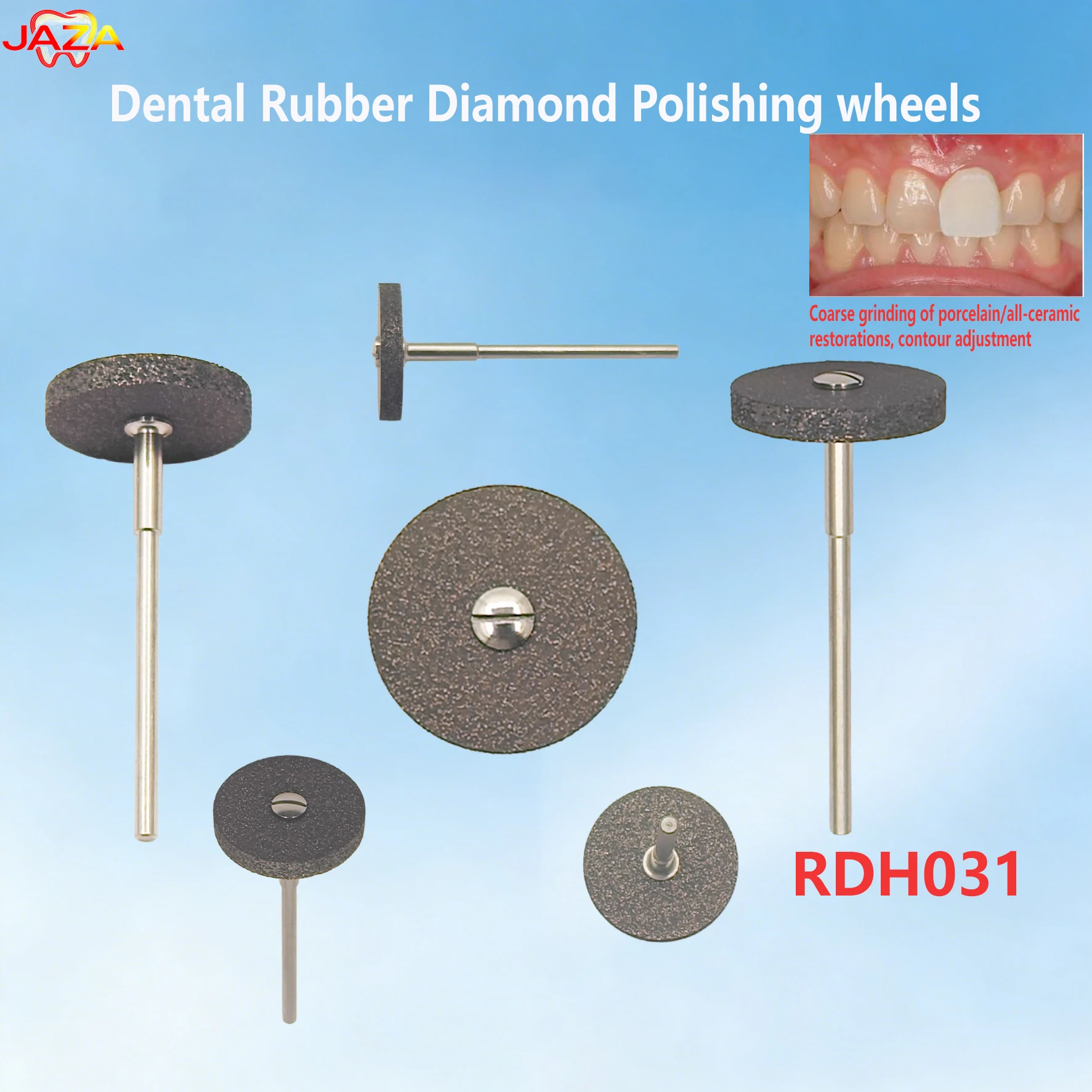 Dental Rubber Diamond Polish Wheels HP2.35mm for Zirconia Porcelain Restorations PFM Emaxs Dentistry Tools Dentist Burs