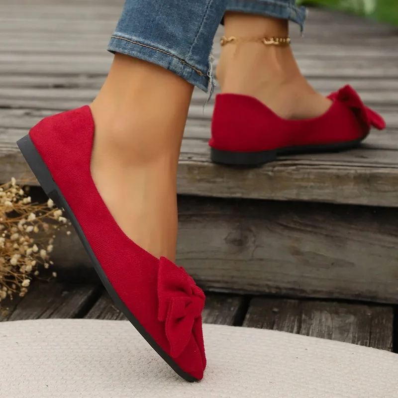 JGSHOWKITO Klassische Damen-Flats mit süßer Schleife, flache Ballerinas für Damen, spitze Zehenpartie, rutschfeste Damen-Mode-Loafer – Detail 28