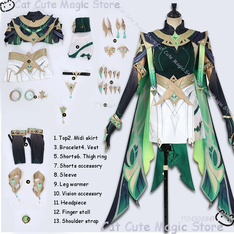 Genshin Impact Nefer Disfraz Cosplay Juego Mujeres Juego de Halloween Peluca Adultos Zapatos Decoraciones Traje Anime§ф Gub  Qanš 2025 Comic Con