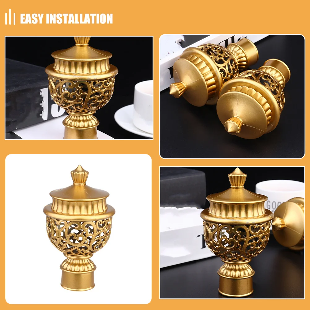 10pcs European Curtain Rod Finials Decorative End Caps For Roman Pole High-Strength Material Easy Install Curtain