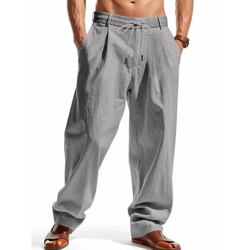 Loose Linen Casual Pants S 89173 Linen Wide Leg Pants Comfortable Loose Fit Linen Trousers for Men Winter Season Big Size