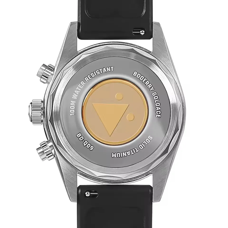 BODERRY ساعة كرونوغراف رجالية 40 مللي متر كوارتز ساعة اليد التيتانيوم حافظة وحزام 100 متر مقاوم للماء الياقوت مضيئة العسكرية VK68 Mov