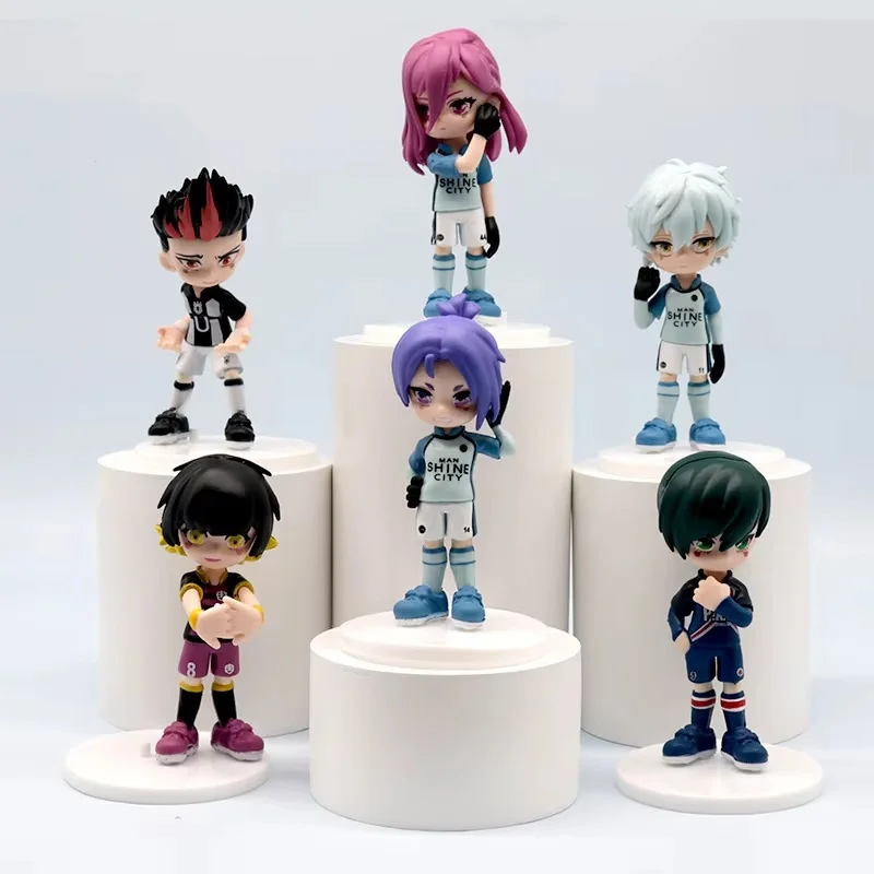 6pcs/Set Blue Lock Action Figures Isagi Yoichi Bachira Meguru Anime Figure Q Version Figurine Pvc Collectible Model Kids Toys