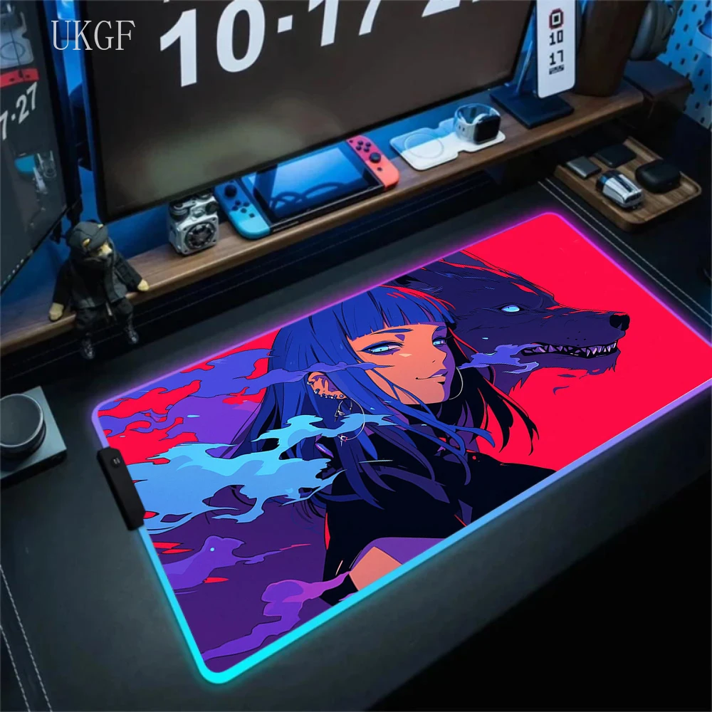 Anime Girl Mouse Pad Gamer Desk Accessories Mousepad Rgb Computer Keyboard Pc Cabinet Mats Gaming Mat Xxl Anime Big Carpet 90x40