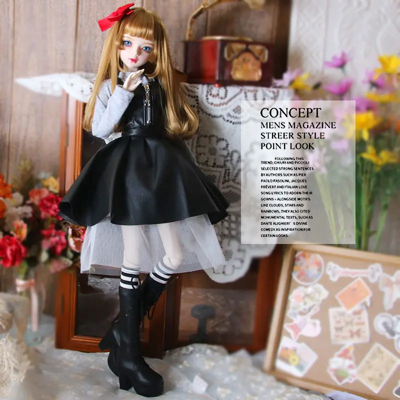 60 سنتيمتر ملابس دمى ل 1/3 Bjd مجموعة ملابس دمية تنورة جلدية Diy بها بنفسك فتاة اللعب فستان موضة إكسسوارات دمي ، لا دمية #3