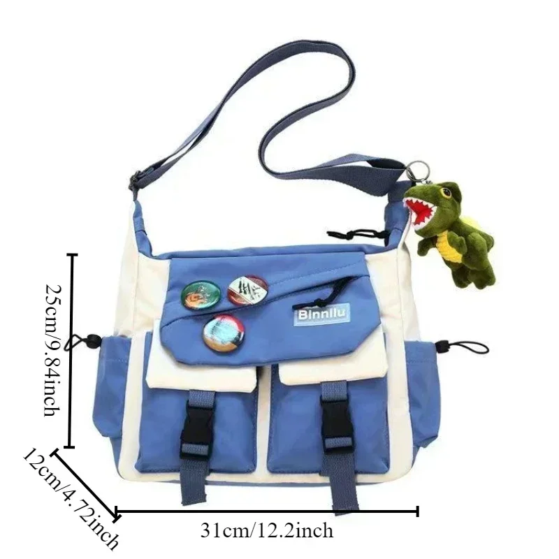 Harajuku الرجال النايلون حقائب كروسبودي للنساء حقيبة ساعي الفتيات مدرسة كتاب حقائب الشباب قماش حقائب اليد حقيبة كتف كيس Bolsas