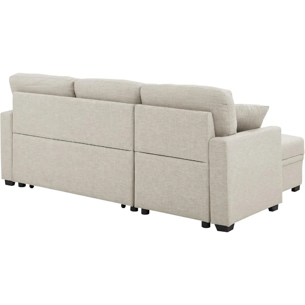 سرير أريكة قابل للسحب مقاس 83 بوصة، أريكة منجدة قابلة للعكس على شكل حرف L #3