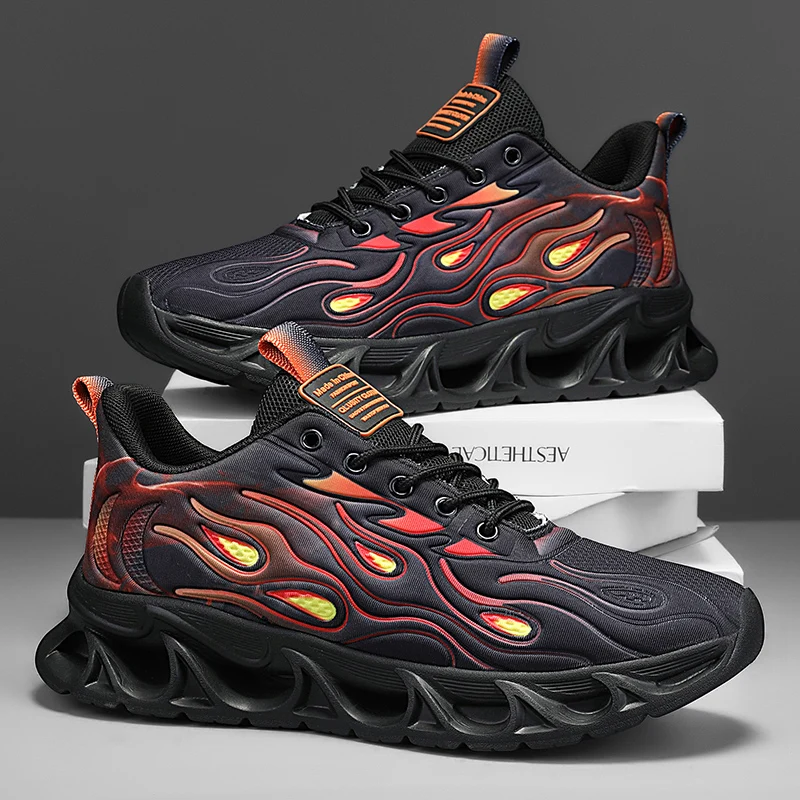 Zapatos deportivos informales de talla grande para hombre, calzado deportivo informal que absorbe los golpes, suela suave transpirable para las cuatro estaciones, calzado para correr al aire libre, zapatillas de deporte de velocidad ligera