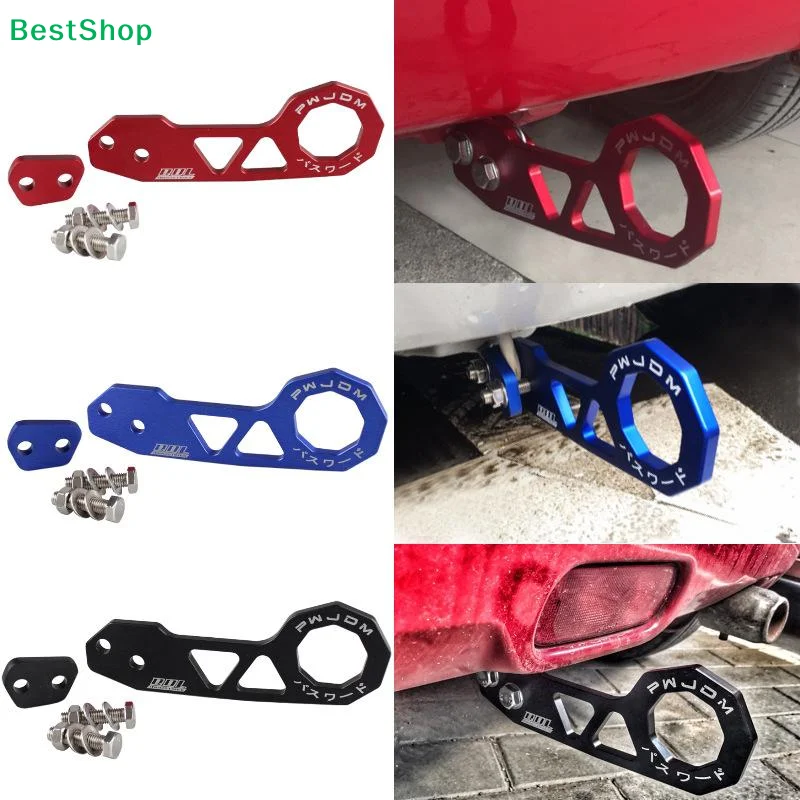 〔Vic〕JDM Style Universal Car Rear Tow Hook, CNC Machined Aluminum Alloy Tow Hook with Mounting Brackets & Bolts