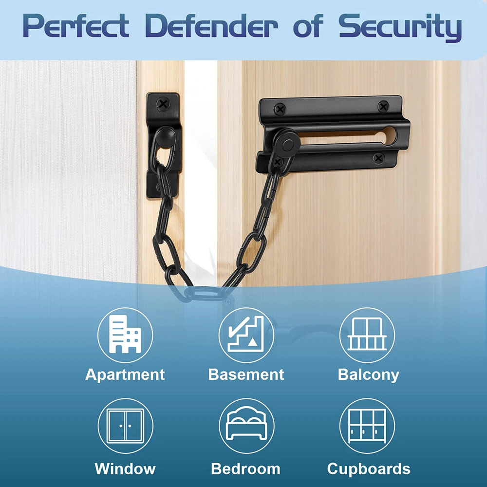 Imagem -04 - Security Chain Guard com Primavera Anti Theft Press Lock Trava de Porta Polida com Parafuso Serviço Pesado Aço Inoxidável