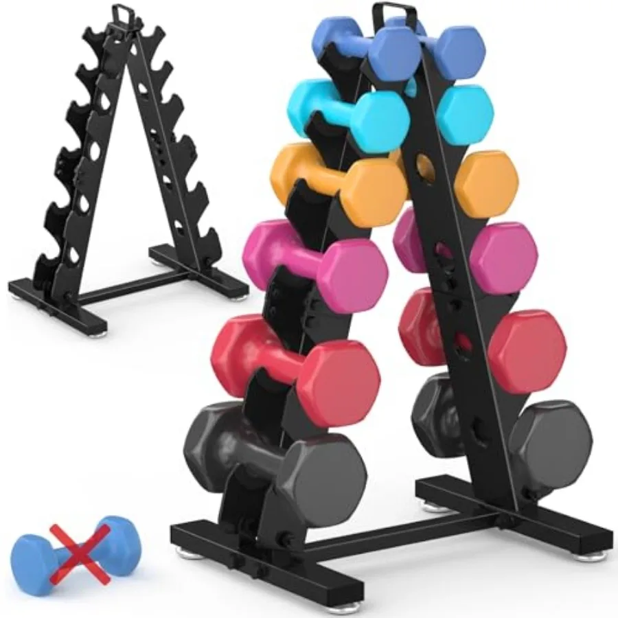 

6-Tier 5-Tier 4-Tier Dumbbell Rack Stand Only, Weight Rack for Home Gym Storage Stand for Weights Metal A-Frame Strength Traini
