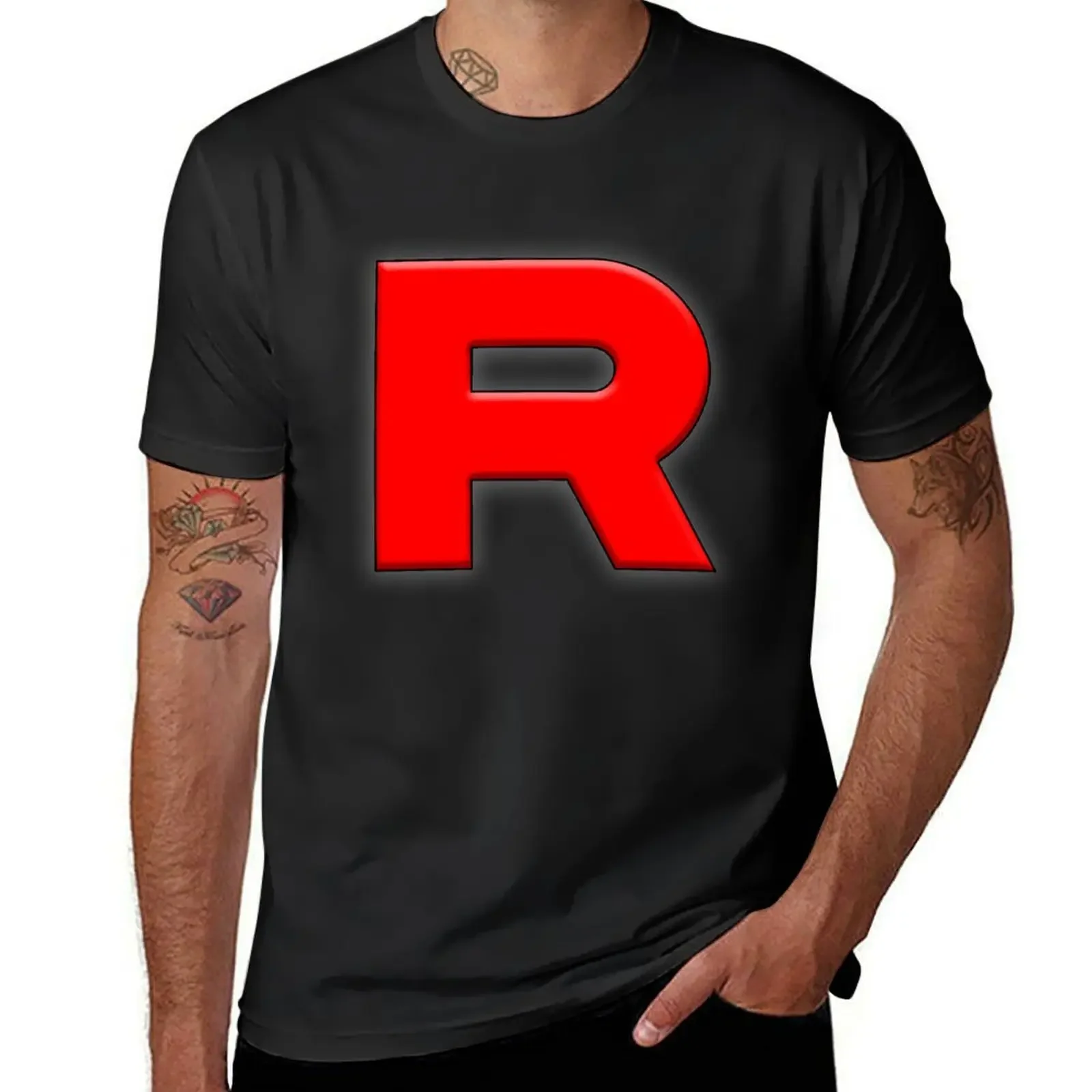 

R' Team Rocket Black T-Shirt cute tops tops customs design your own anime clothes plain t shirts men