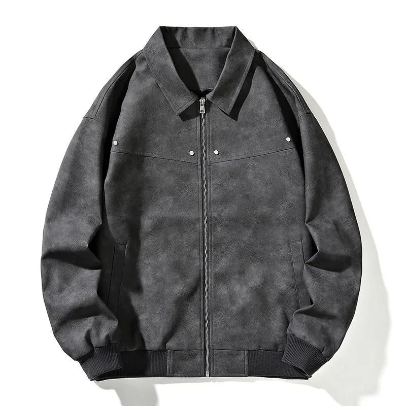 

High Quality Cropped Vintage Leather Jacket American Streetwear Casual Design For Teens Boys Girls​