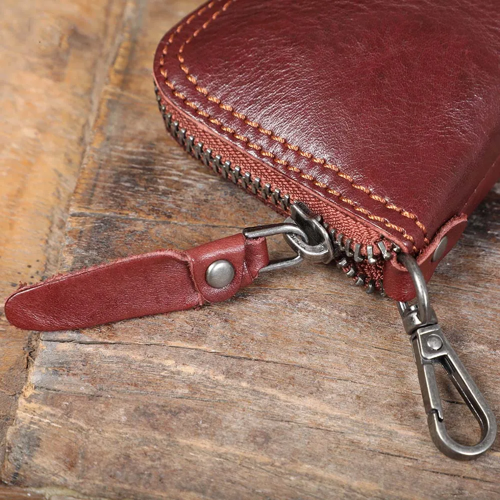 S.WORKER Echtleder Autoschlüsselhalter Große Kapazität Vollnarbiges Rindsleder Langlebiger Schlüsselanhänger Modisches Accessoire – Detail 12