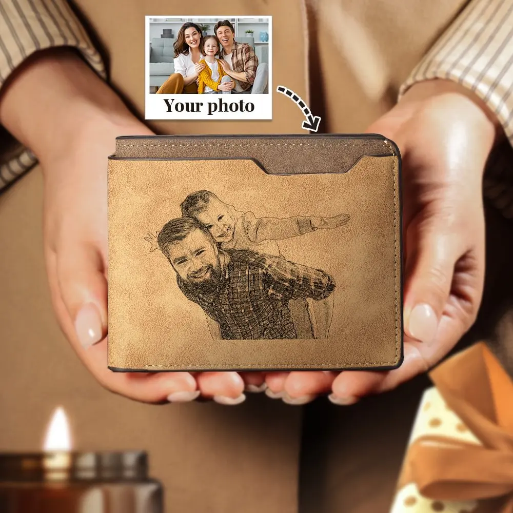 

Personalized Photo Wallet for Men Customized Picture Name Wallets for Men Gift for Men Father's Day Valentines Gift for Husband