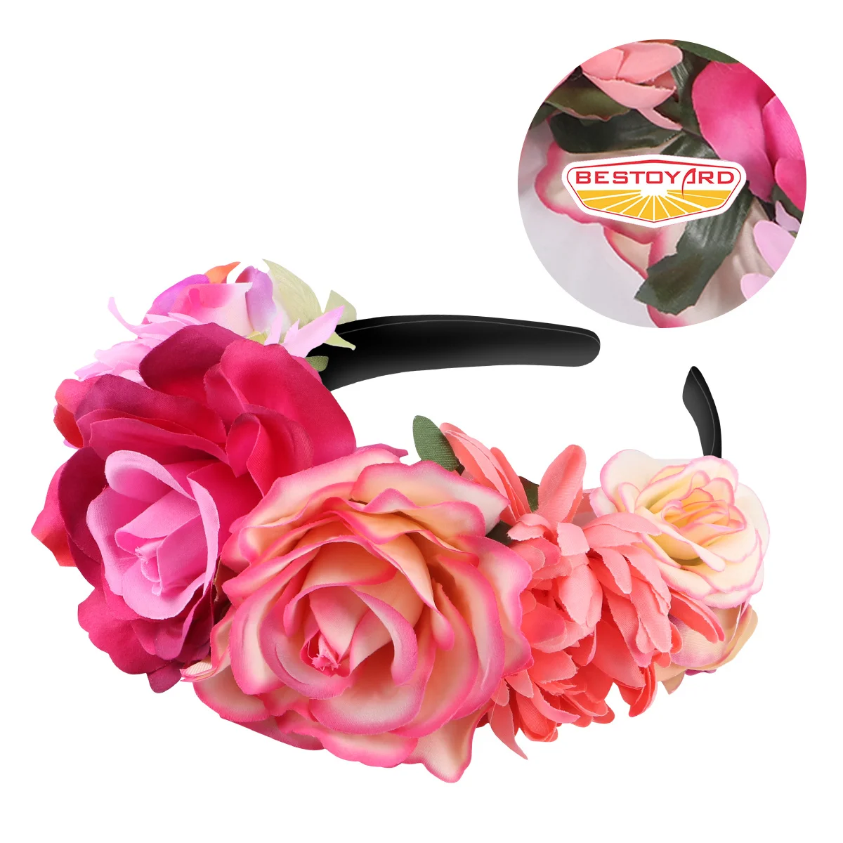 الأزهار عقال الشعر التبعي بوهيميا هيرباند تاج رباطات الزهور صور الدعامة حفل زفاف السفر الشاطئ #5