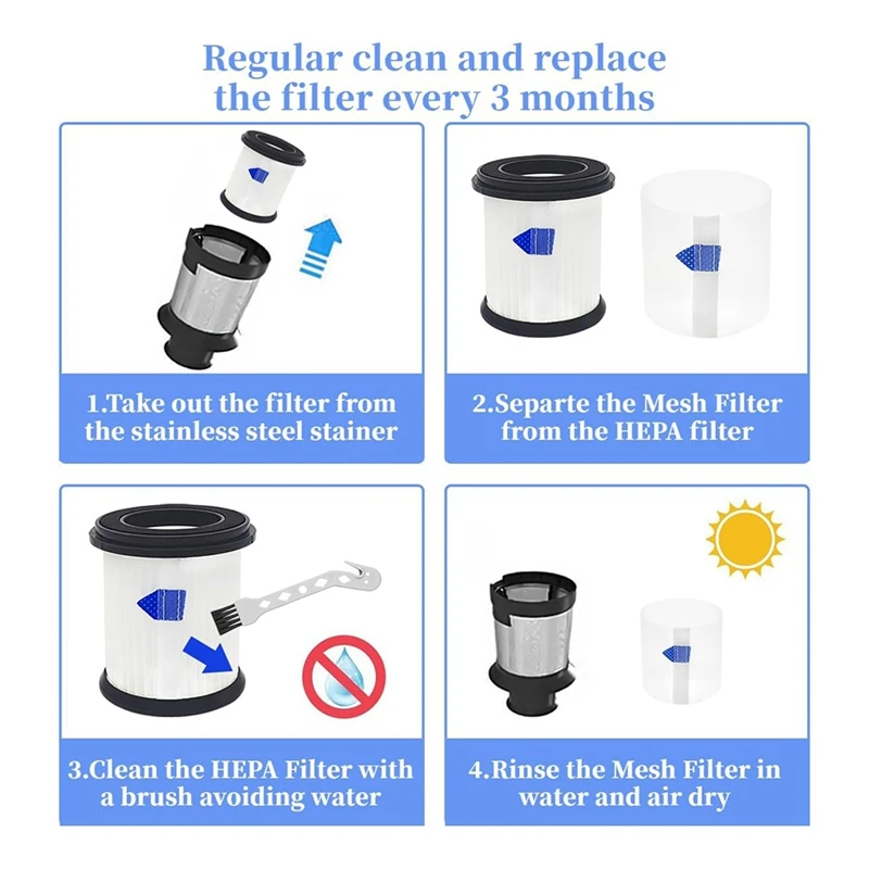 4 عبوات من فلتر Hepa البديل للمكنسة الكهربائية اللاسلكية Inse S6t S6p Pro N5s، مع استبدال فلتر شبكي