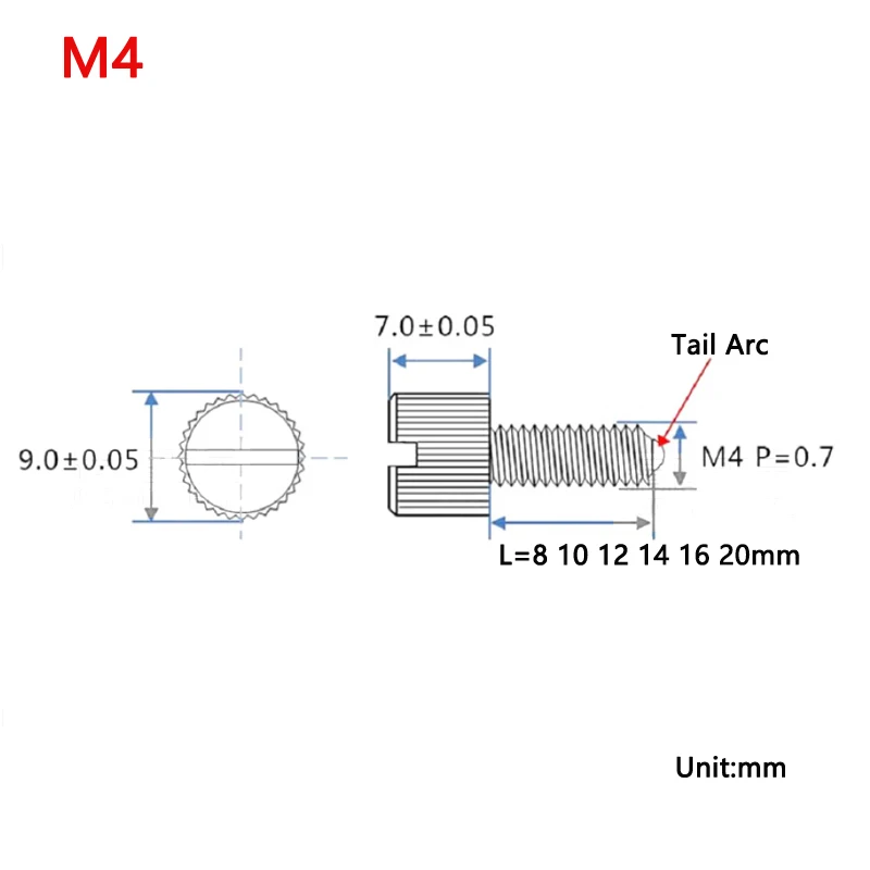 10pcs M4 Slotted Cap Head Screw Column Round Cheese Head Thumb Screw Bolt for Slingshot Length 8 10 12 14 16 20mm