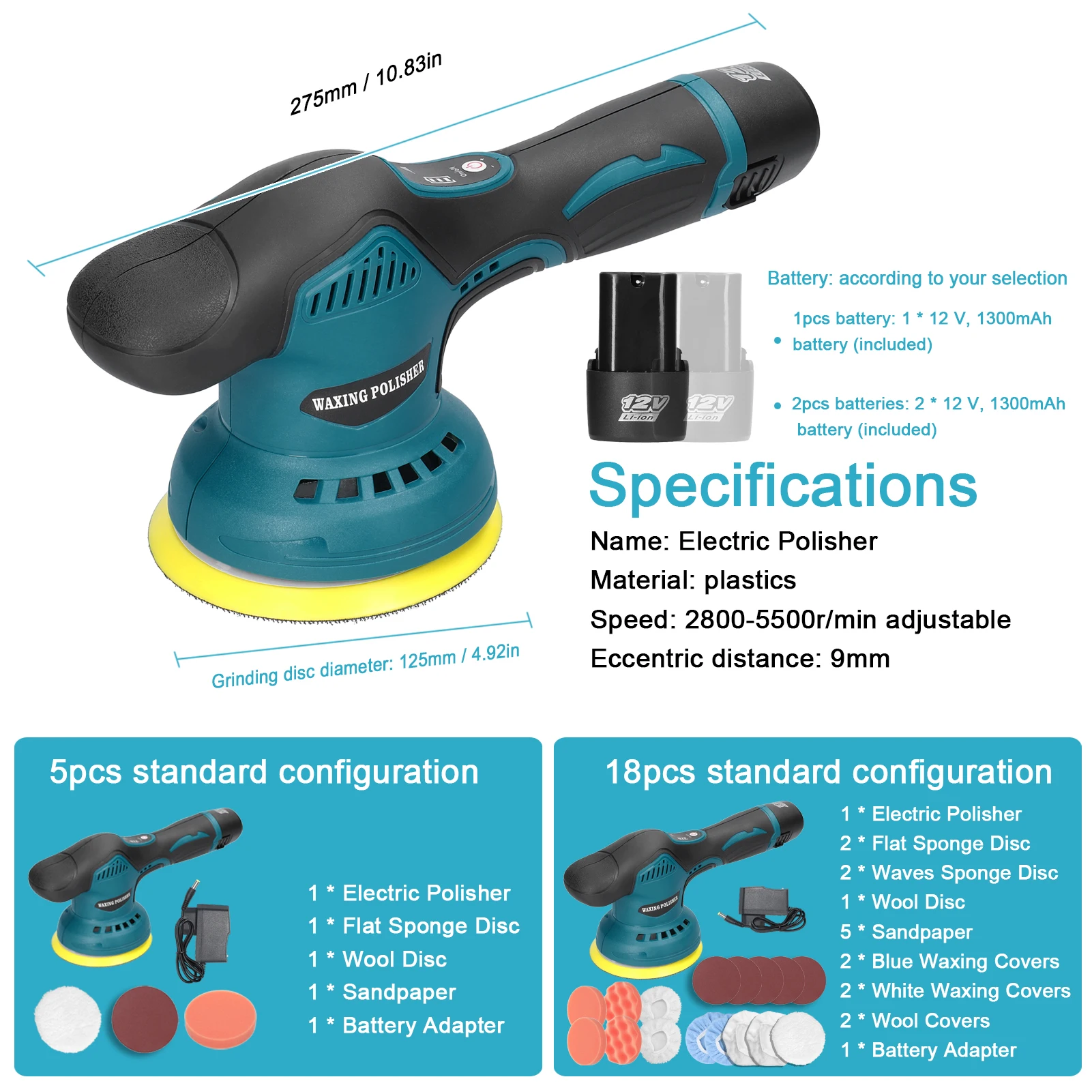 6 Inch Cordless Car Polishing Machine 12V High Efficiency Automatic Waxing Polishing Machine Multifunctional Rotary Tool