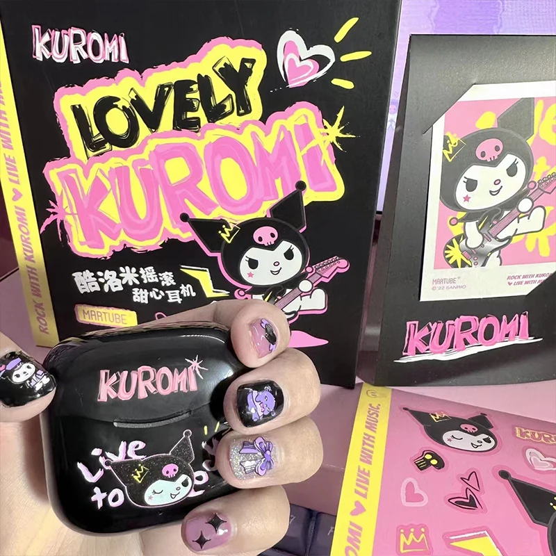 Sanrio Kulomi Bluetooth Wireless Earphones Kulomi Rock Sweetheart Earphone Gift Box Baku Earphone Bag Birthday Gift For Girls