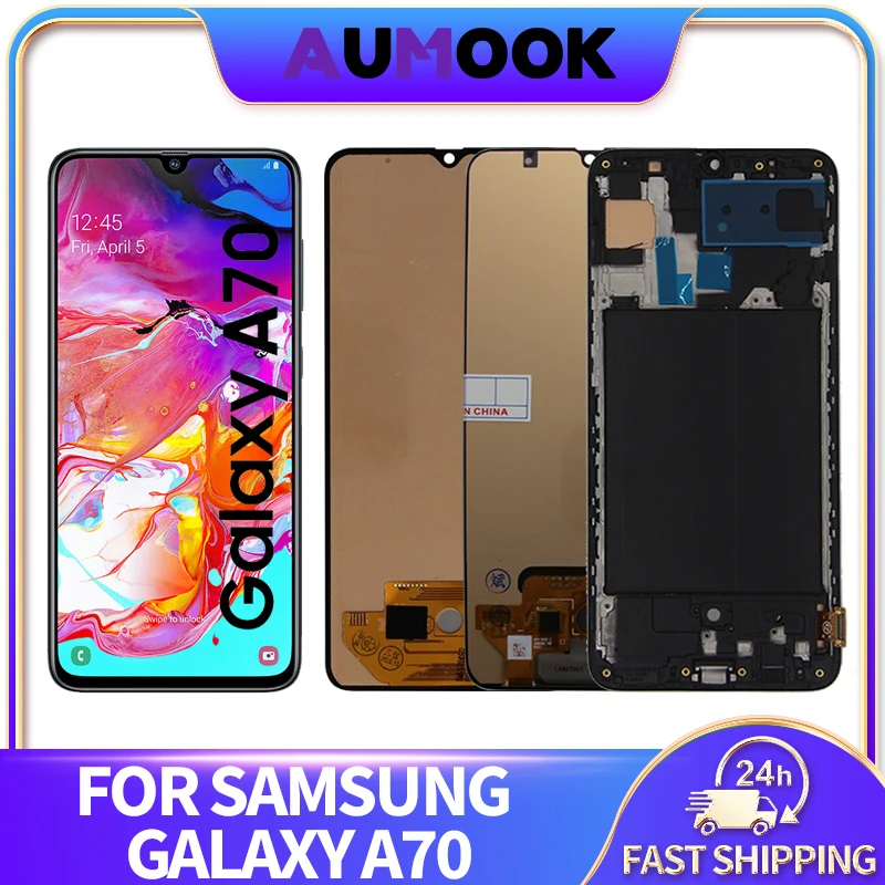 AMOLED LCD For Samsung Galaxy A70 A705 LCD Display Digital Touch Screen Assembly With Frame A705F A705W A705X Replacement Parts