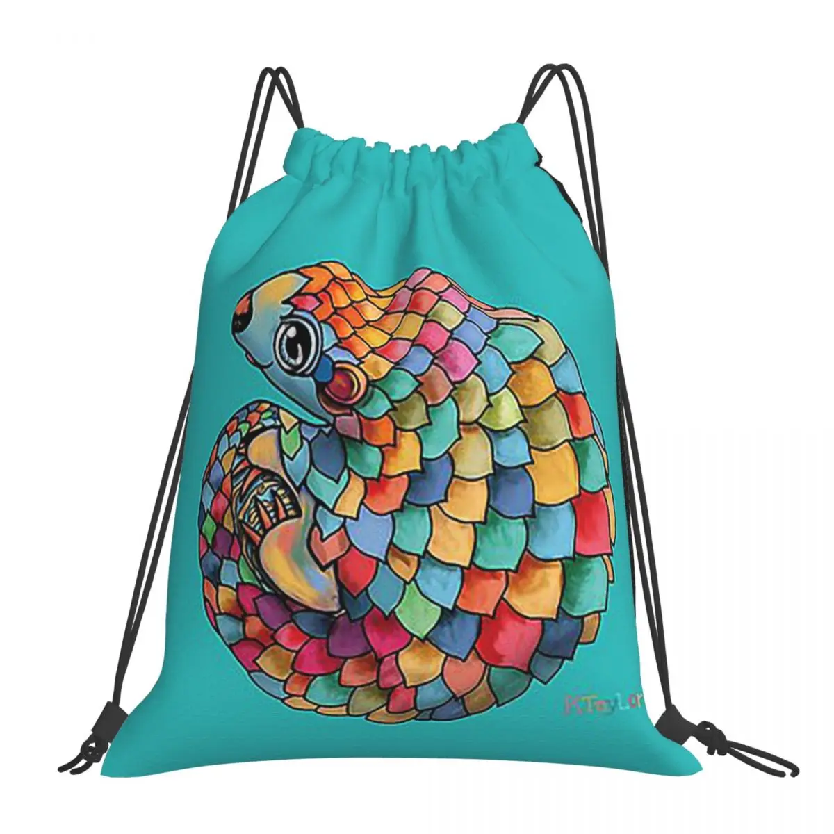 

Rainbow Pangolin Backpacks Fashion Portable Drawstring Bags Sports Bag Book Bags For Man Woman School