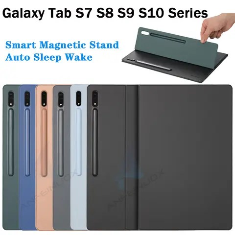 Magnetic Case For Samsung Galaxy Tab S8 S10 Plus Stand Cover S10 FE Auto Sleep Wake For Tab S9 FE+ S10 Ultra With Pencil Holder