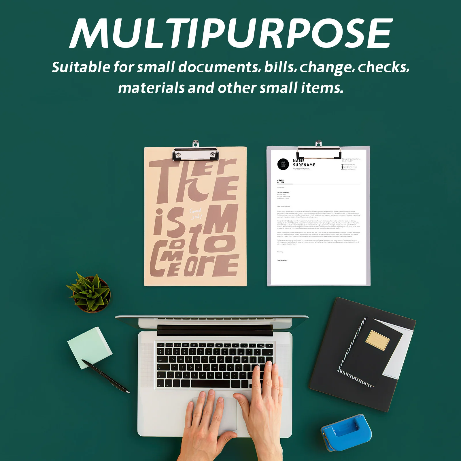 3Pcs Portable Writing Pad Clipboard Sturdy Metal Frame Lightweight Document Holder for Office School Travel Multi-Function Board