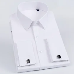 French Cufflink  Men's Long-sleeved Slim Business Tuxedo Shirt Slimming Sleeve Nail Banquet Wedding Men's Dress Clothes