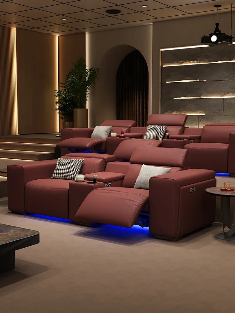 Private home theater electric sofa basement villa living room Leather villa ktv multi-function adjustable