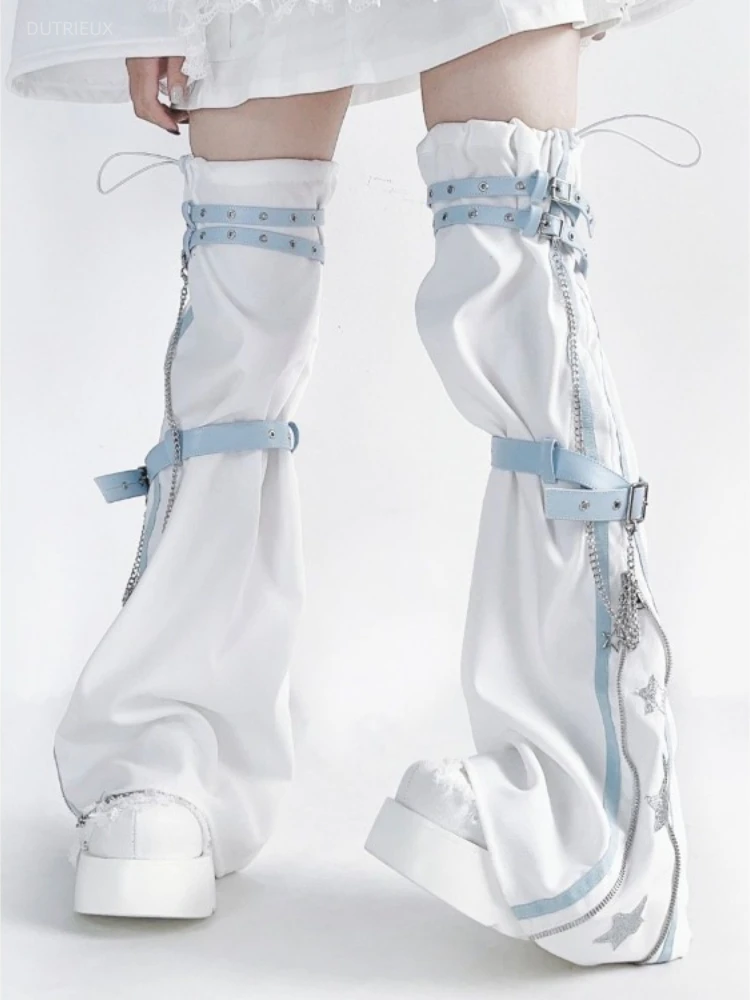 Summer Japanese Y2K Leg Warmer Subculture Strap Leg Cover Spicy Girl JK Student Pile Up Socks Women Lolita Long Socks Boot Cuffs