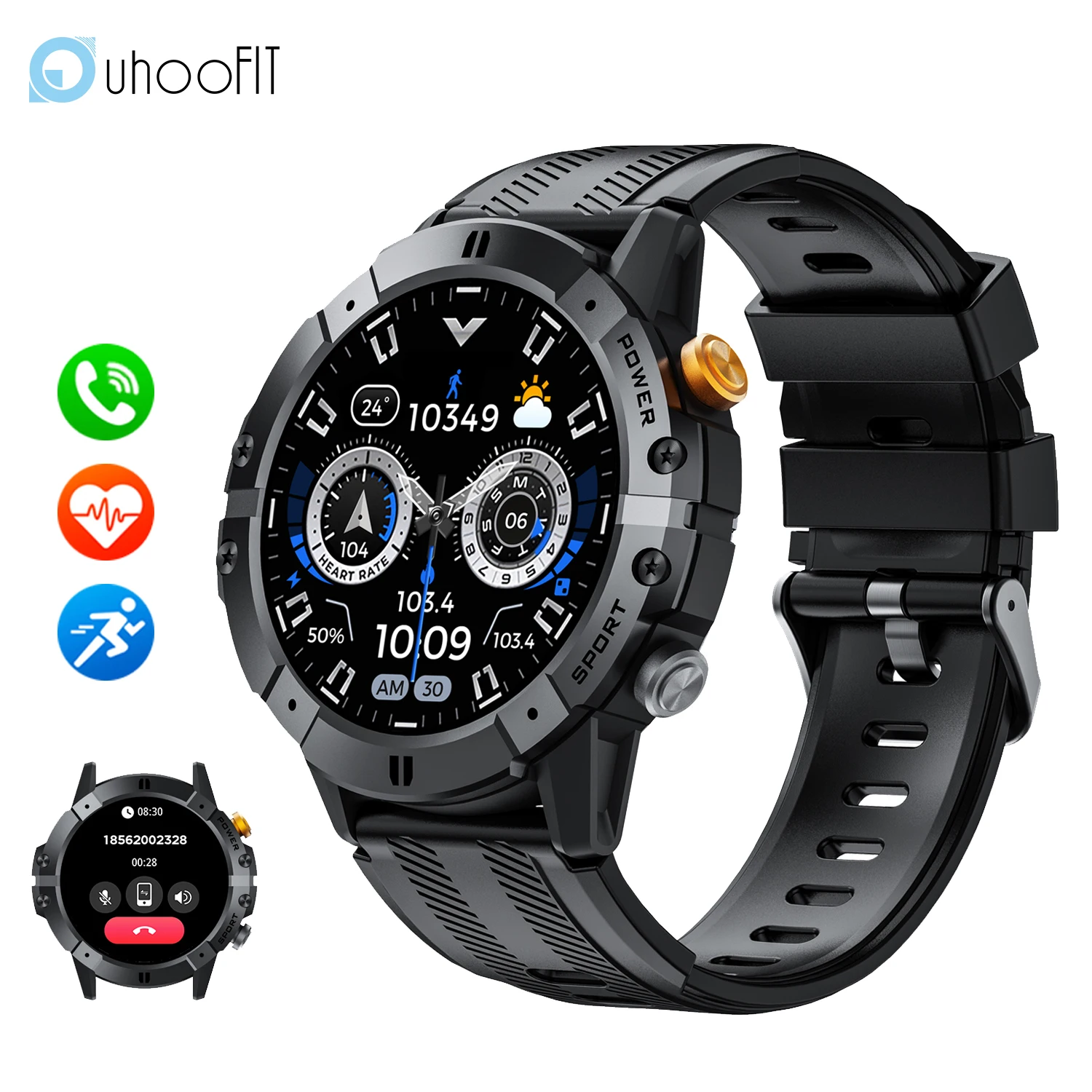 

Смарт-часы для занятий спортом на открытом воздухе для мужчин и женщин, водонепроницаемые 1ATM, фитнес-трекер, монитор сердечного ритма, Bluetooth-вызовы, 410 мАч, умные часы