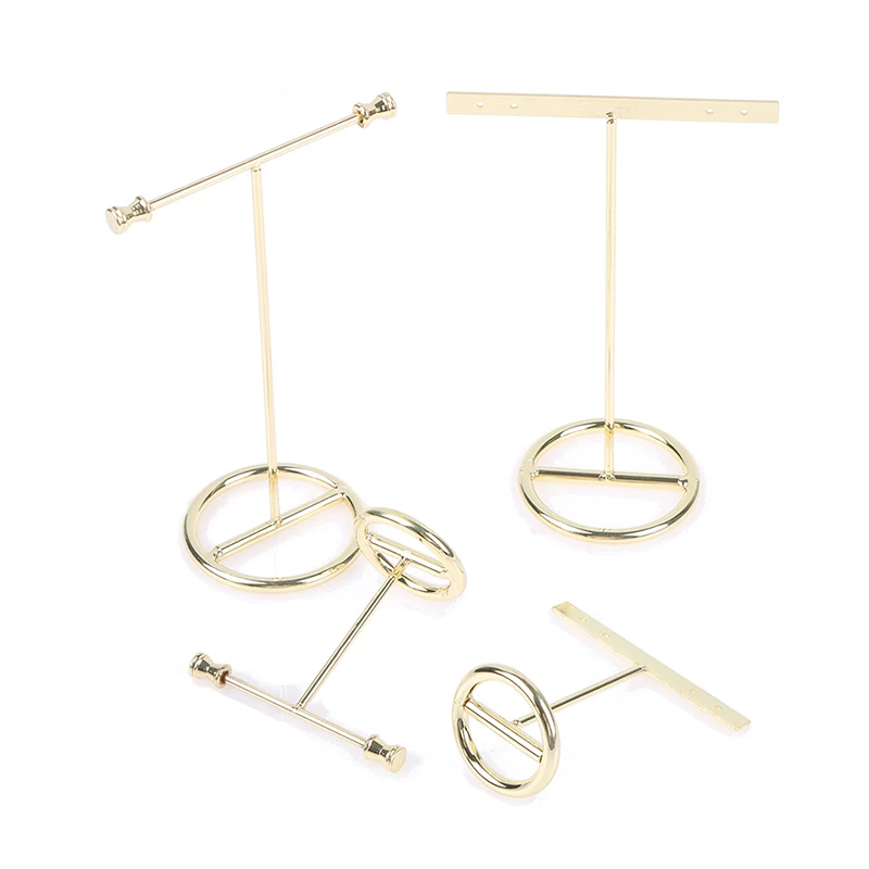 Modern Jewelry Earrings Display Stand Holder T Bar Rack Tower Metal Earring Bracket Organizer Ear Studs Hanging Storage Shelf