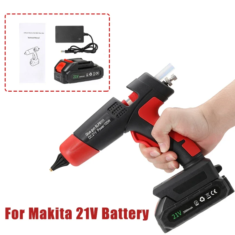 

100W Wireless Electric Hot Melt Glue Gun Plastic Welding Hot Air Gun with 11mm Glue Sticks for Makita 21V Lithium Battery